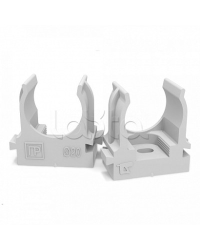 Крепеж-клипса для труб атмосферостойкая для монтажного пистолета серая в п/э d20 мм (100шт/900шт уп/кор) Промрукав (PR13.0402) в Волгограде Держатели, клипсы, скобы Pintop.ru