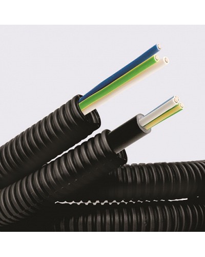 Электротруба ПНД гибкая гофр. д.16мм, цвет черный, с кабелем ВВГнг(А)-LS 3х1,5мм² РЭК ГОСТ+, 50м DKC 7L71650 в Волгограде Труба гофрированная Pintop.ru