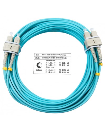 Шнур оптический duplex SC-SC 50/125 mm OM3 10м LSZH Cabeus FOP-50-SC-SC-10m в Волгограде Патч-корды и пигтейлы Pintop.ru