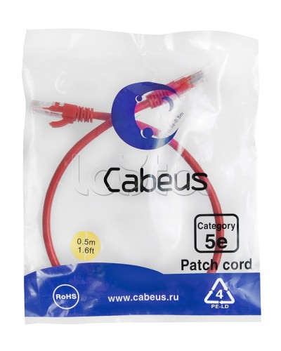 Патч-корд медный U/UTP кат.5е (0,5м) LSZH (красный) Cabeus (PC-UTP-RJ45-Cat.5e-0.5m-RD-LSZH) в Волгограде Патчкорды (медные) Pintop.ru