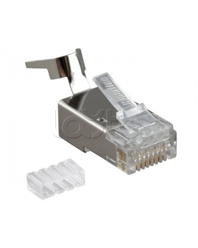 Разъем RJ-45(8P8C) под витую пару, категория 6A, экранированный, со вставкой Hyperline PLUG-8P8C-UV-C6A-SH-50 в Волгограде Коннекторы и разъемы Pintop.ru