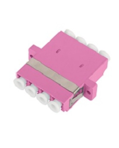 Адаптер NIKOMAX волоконно-оптический, соединительный, многомодовый, стандарта OM4, LC/UPC-LC/UPC, квадро, пластиковый, без шторки, с фланцами, маджента, уп-ка 2шт. в Волгограде Проходные адаптеры и розетки оптические Pintop.ru