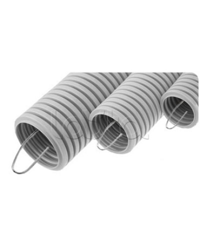 NR040 Усиленная двустен. труба ПНД гибкая, тип 750, SN49, с зондом, D40мм (50м) цвет красный Экопласт (821040) в Волгограде Труба гофрированная Pintop.ru