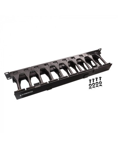 Кабельный органайзер 19 c пластиковыми пальцами глубиной 106 мм и крышкой, 2U LANMASTER (LAN-ORG-PF/S-2U) в Волгограде Кабельные органайзеры Pintop.ru