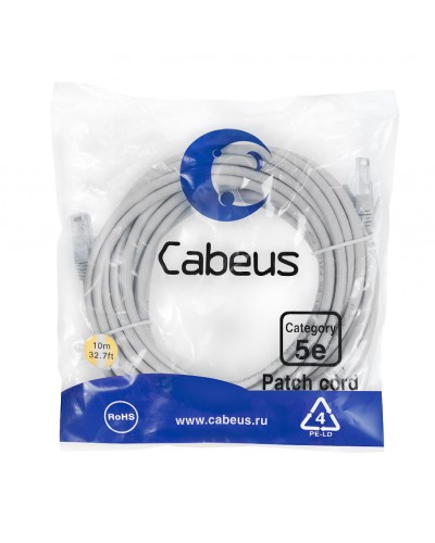 Шнур коммутационный Cabeus PC-UTP-RJ45-Cat.5e-10m в Волгограде Патчкорды (медные) Pintop.ru