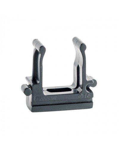 CF16G Держатель (клипса), без галогена, для труб D16мм, цвет чёрный (50шт)Экопласт (41716-50HF-BL) в Волгограде Держатели, клипсы, скобы Pintop.ru