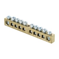 Шина PEN "ноль-земля" (6х9мм) 10 отверстий латунь крепеж по центру розничный стикер EKF PROxima (sn0-63-10-r)