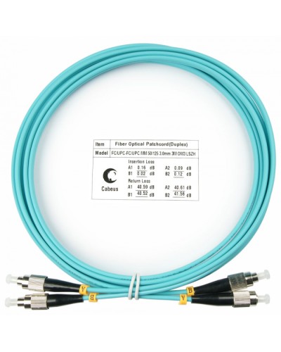 Шнур оптический duplex FC-FC 50/125 mm OM3 3м LSZH Cabeus FOP-50-FC-FC-3m в Волгограде Патч-корды и пигтейлы Pintop.ru