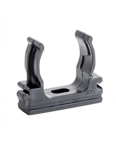 CF25G Держатель (клипса), без галогена, для труб D25мм, цвет чёрный (10шт) Экопласт (41725-10HF-BL) в Волгограде Держатели, клипсы, скобы Pintop.ru