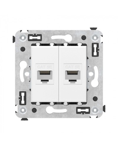 Компьютерная розетка RJ-45 без шторки в стену, кат.5е двойная, Avanti, Белое облако DKC 4400664 в Волгограде Розетки компьютерные и телефонные Pintop.ru