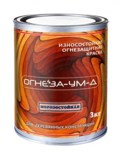 Краска огнезащитная вспучивающаясядля древесины Огнеза марки «ОГНЕЗА-УМ-Д» атмосферостойкая, ведро 3 кг., цвет серый в Волгограде Огнезащитные краски Pintop.ru