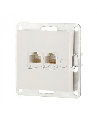 Розетка компьютерная двойная 2хRJ-45 кат.5е с накладкой (белый) LK80 Экопласт (846204-1) в Волгограде Розетки компьютерные и телефонные Pintop.ru