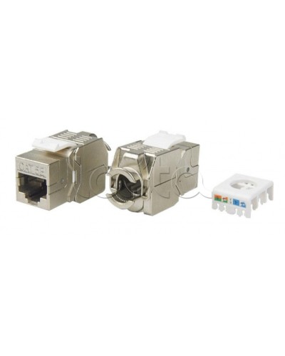 Вставка Keystone Jack RJ-45(8P8C) Hyperline KJ8-8P8C-C5e-180-TLS-SH-F-WH в Волгограде Модули Keystone Pintop.ru