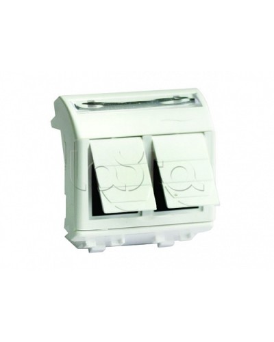 Ком.роз. двойная RJ45 кат.6 (8P8C, Hyperline, Dual IDC: 110&Krone) Brava, слон.кость, 2мод (75452S) в Волгограде Аксессуары для кабель-канала Pintop.ru