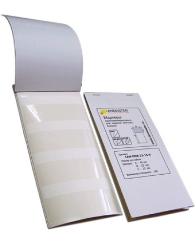 Маркер самоламинирующийся, блокнот, 30х15x45, диаметр кабеля 9 мм, 120 шт LANMASTER LAN-MCB-30x15x9 в Волгограде Аксессуары для кабель-канала Pintop.ru