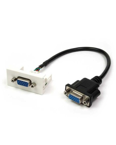 Вставка Mosaic 22.5x45 с адаптером VGA D-SUB HDB-15 мама, со шнуром 3 м папа, белая LANMASTER LAN-WA-LP-VGA-FM-3.0 в Волгограде Аксессуары для стоек и шкафов Pintop.ru