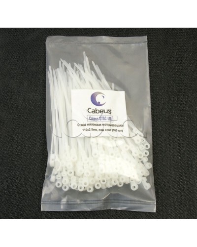 Стяжка нейлоновая неоткрывающаяся, безгалогенная (halogen free), 110x2.5мм, под винт (100 шт) Cabeus GTSC-110 в Волгограде Стяжки-хомуты Pintop.ru