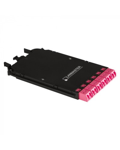 Компактная MPO кассета OM4, 12xLC, тип B, низкие потери, черная LANMASTER (LAN-MCCB-1M-12LC/OM4) в Волгограде Патч-корды оптические Pintop.ru