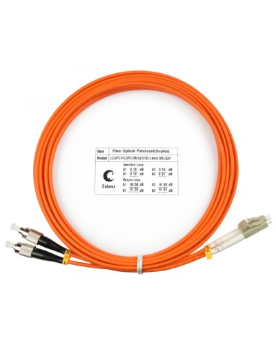 Шнур оптический duplex LC-FC 62,5/125 mm 3м LSZH Cabeus FOP-62-LC-FC-3m в Волгограде Патч-корды оптические Pintop.ru