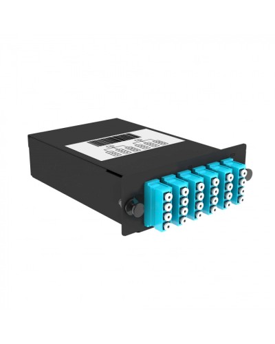 Кассета кроссовая 2 разъема черный Cabeus (FO-OM3-2x12MPO(m)/U-24xLC/U-A-BK) в Волгограде Кросс оптический Pintop.ru