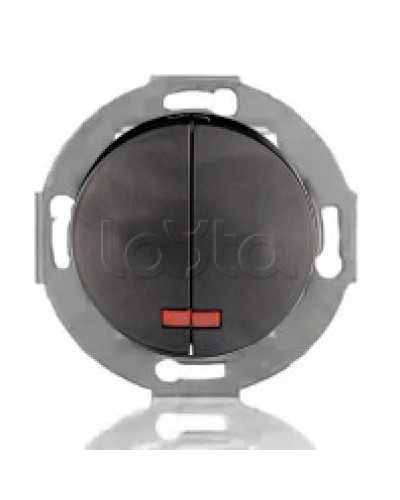 Выключатель двухклавишный Экопласт (схема 5L) с индикатором 10 A, 250 B (черный ) Vintage в Волгограде Розетки компьютерные и телефонные Pintop.ru