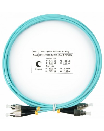 Шнур оптический duplex FC-FC 50/125 mm OM3 2м LSZH Cabeus FOP-50-FC-FC-2m в Волгограде Патч-корды и пигтейлы Pintop.ru