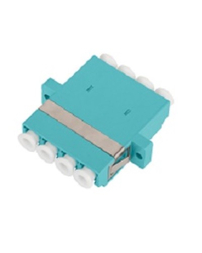 Адаптер NIKOMAX волоконно-оптический, соединительный, многомодовый, стандарта OM3, LC/UPC-LC/UPC, квадро, пластиковый, без шторки, с фланцами, аква, уп-ка 2шт. в Волгограде Проходные адаптеры и розетки оптические Pintop.ru
