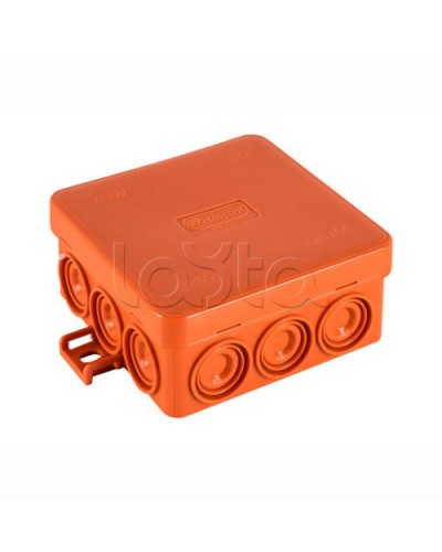 JBL085 Коробка огн. E110, о/п 85х85х38мм, без галогена, 12 вых., IP55, 3P, (1,5-10,0 мм2), цвет оранж. Экопласт (43795HF) в Волгограде Коробки (ОКЛ) Экопласт Pintop.ru
