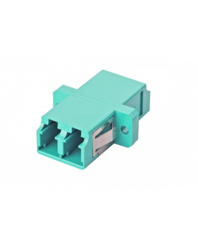Оптический адаптер OM3, дуплекс LC, с фланцами, бирюзовый Eurolan (36A-30-2L-02AQ) в Волгограде Проходные адаптеры и розетки оптические Pintop.ru