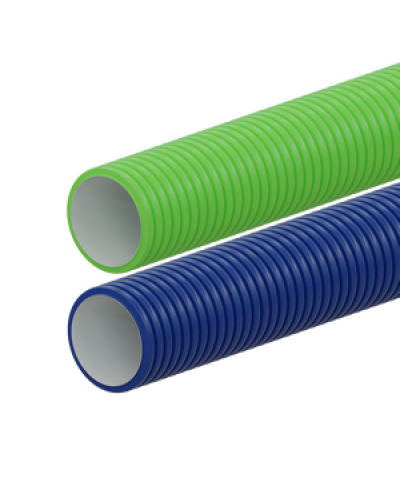 Вентиляционная труба гибкая двустенная для воздуховода (ПНД), антистатическая и антибактериальная D75мм, цвет синий (1шт=50м) Экопласт (803075BU) в Волгограде Труба гофрированная Pintop.ru