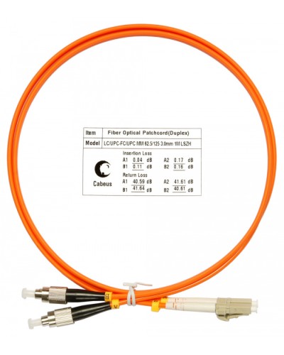 Шнур оптический duplex LC-FC 62,5/125 mm 1м LSZH Cabeus FOP-62-LC-FC-1m в Волгограде Патч-корды оптические Pintop.ru