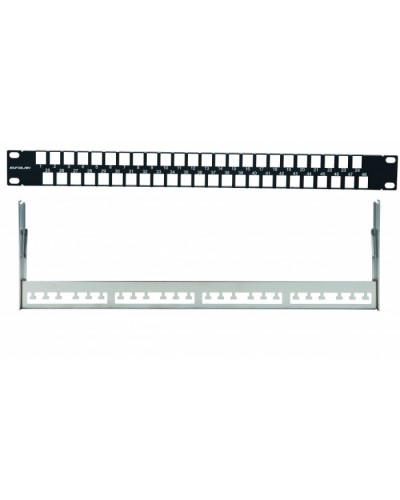 Комм. панель наборная 19, 1U, 48 портов под прямые UTP Keystone Eurolan (27B-00-48BL) в Волгограде Патч панель Pintop.ru