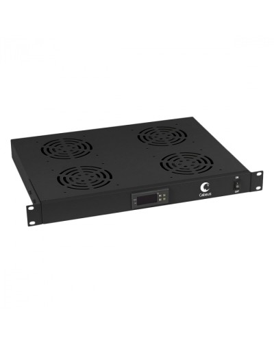 Панель вентиляционная с 4 вентиляторами с цифровым термодатчиком (черный) Cabeus JG03t-BK в Волгограде Вентиляторные модули Pintop.ru