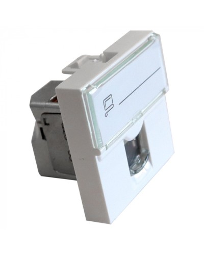 Вставка Mosaic 45x45, RJ-45 STP, кат.6, со шторкой и увеличенным окном маркировки, белая LANMASTER LAN-SIP-23S6-WH в Волгограде Модули Keystone Pintop.ru