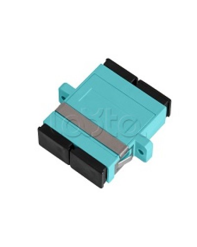 Адаптер NIKOMAX волоконно-оптический, соединительный, многомодовый, стандарта OM3, SC/UPC-SC/UPC, двойной, пластиковый, без шторки, с фланцами, аква, уп-ка 2шт. NIKOMAX (NMF-OA2M3-FN-SCU-SCU-AQ-2) в Волгограде Проходные адаптеры и розетки оптические Pint