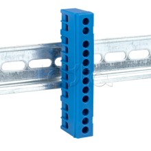 Шина "0" N (6х9мм) 12 отверстий латунь синий изолированный корпус на DIN-рейку EKF PROxima (sn0-63-12-ib)