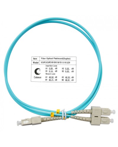 Шнур оптический duplex SC-SC 50/125 MM OM3 1 м LSZH Cabeus FOP-50-SC-SC-1M в Волгограде Патч-корды оптические Pintop.ru