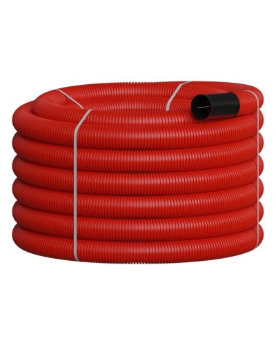 NR110 Двустенная труб.а ПНД гибкая, тип 450, SN12, с зондом, D110мм (20м) цвет красный Экопласт 801110-20 в Волгограде Гладкая труба Pintop.ru