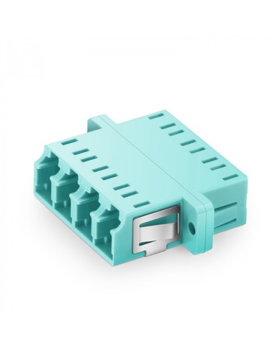 Оптический адаптер OM3, квадро LC, с фланцами, бирюзовый Eurolan (36A-30-4L-02AQ) в Волгограде Проходные адаптеры и розетки оптические Pintop.ru