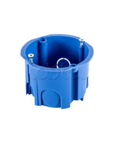 Коробка установочная для твер. стен D68x45 мм межцентр 71мм, IP20, без саморезов, цвет синий Экопласт (44662-1) в Волгограде Распределительные коробки Pintop.ru