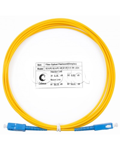Патч-корд волоконно-оптический (шнур) SM 9/125 simplex SC-SC LSZH (3м) Cabeus FOP(s)-9-SC-SC-3m в Волгограде Патч-корды оптические Pintop.ru