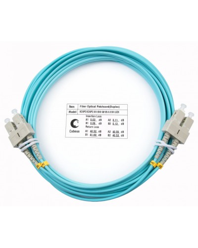 Шнур оптический duplex SC-SC 50/125 mm OM3 7м LSZH Cabeus FOP-50-SC-SC-7m в Волгограде Патч-корды и пигтейлы Pintop.ru