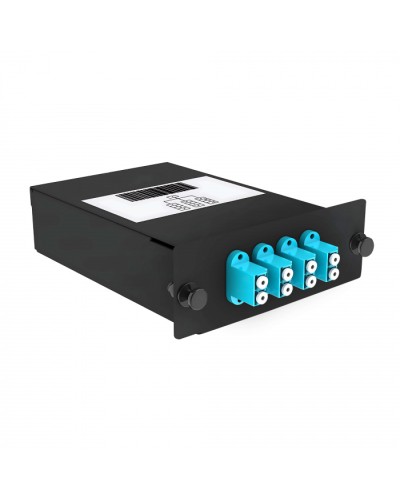 Кассета кроссовая 1 разъем черный Cabeus (FO-OM3-1x8MPO(m)/U-8xLC/U-А-BK) в Волгограде Кросс оптический Pintop.ru