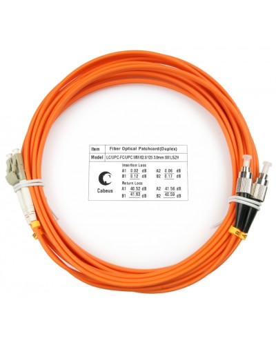 Шнур оптический duplex LC-FC 62,5/125 mm 15м LSZH Cabeus FOP-62-LC-FC-15m в Волгограде Патч-корды оптические Pintop.ru