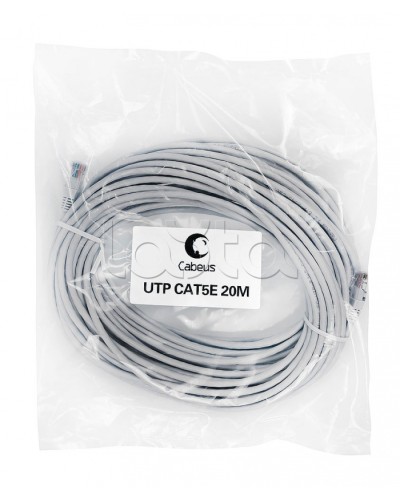 Шнур коммутационный 2xRJ-45/8P8C U/UTP кат.5е (20 м) Cabeus PC-UTP-RJ45-Cat.5e-20m в Волгограде Патчкорды (медные) Pintop.ru