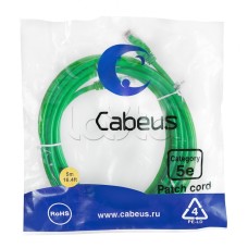 Патч-корд медный U/UTP кат.5е (5м) LSZH (зеленый) Cabeus (PC-UTP-RJ45-Cat.5e-5m-GN-LSZH)