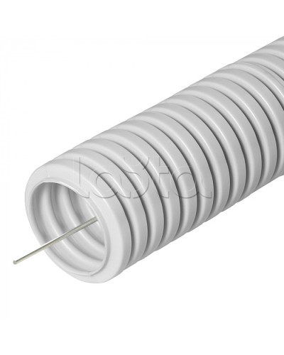Труба ПВХ гибкая гофрированная д.16мм, лёгкая с протяжкой, 100м, цвет серый Cabeus (FCPL-16-PVC-100-1-GY) в Волгограде Труба гофрированная Pintop.ru