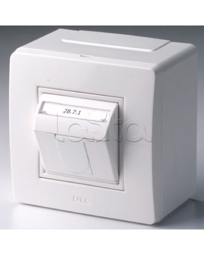 Коробка в сборе с 1 розеткой RJ45, кат.5е (телефон / компьютер), белая DKC 10665 в Волгограде Распределительные коробки Pintop.ru