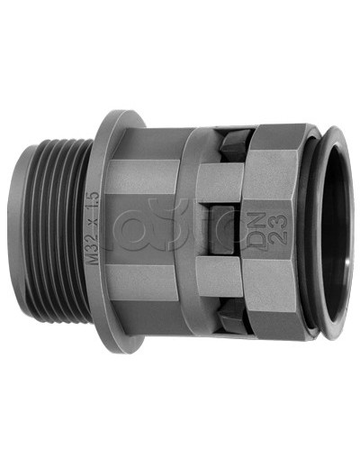 Муфта труба-коробка DN 7 мм, М12х1,5, полиамид, цвет черный DKC PAM07M12N в Волгограде Повороты, муфты, тройники Pintop.ru
