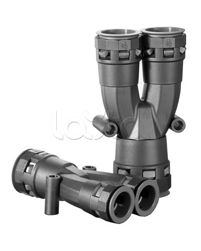 Разветвитель DN 1х36 + 2х29 мм, полиамид, цвет черный DKC PAY362929N в Волгограде Повороты, муфты, тройники Pintop.ru